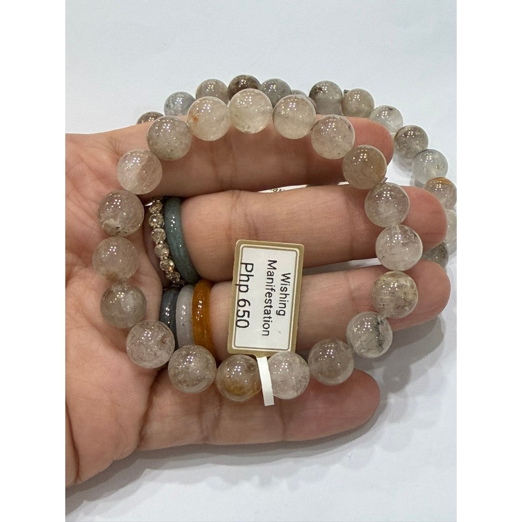 Round Garden Quartz / Phantom Quartz Bracelet | Natural Crystal Gemstone