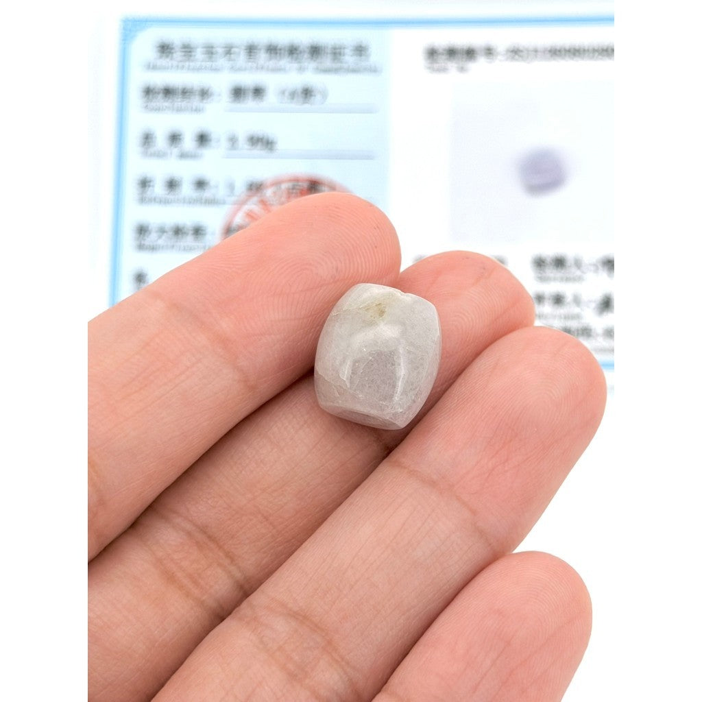 Jade Barrel Pendant with Certificate | Free stainless Gold or Silver Chain (18/20cm)