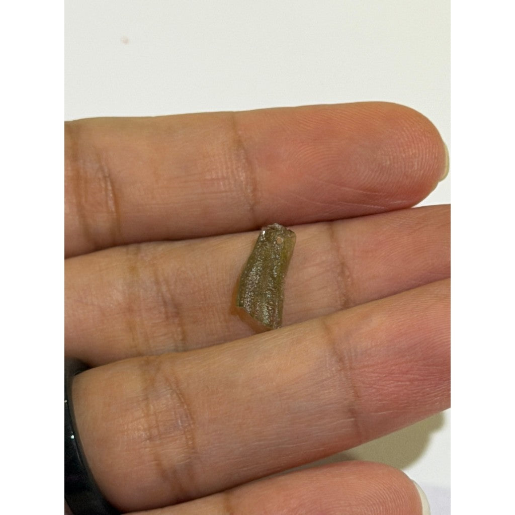 Moldavite Chip Necklace with Hole | Gold or Silver Detail | Free Stainless Steel Chain