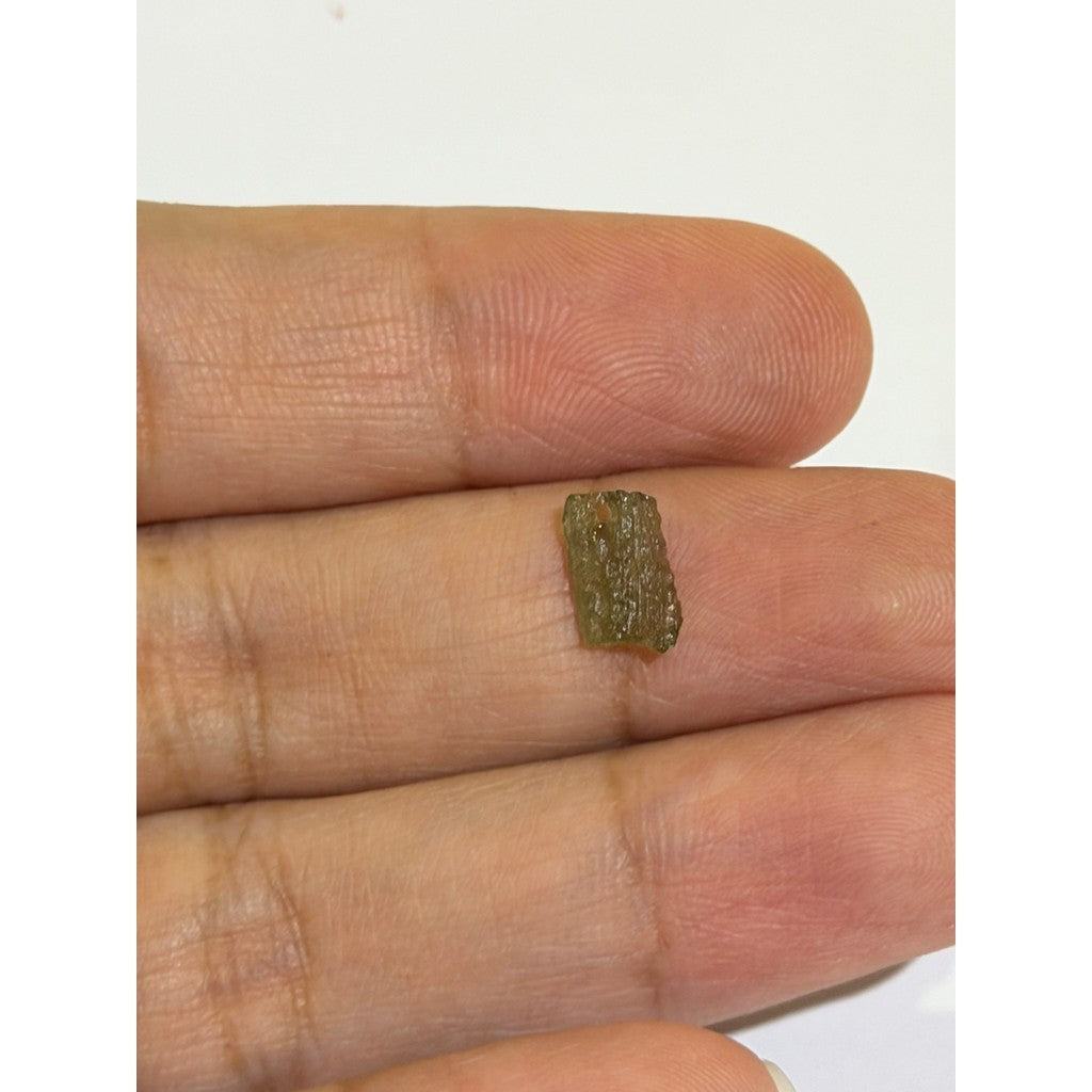 Moldavite Chip Necklace with Hole | Gold or Silver Detail | Free Stainless Steel Chain