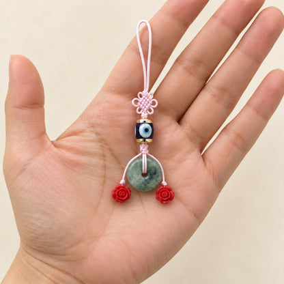 Evil Eye Jade Donut Bag Charm hand made