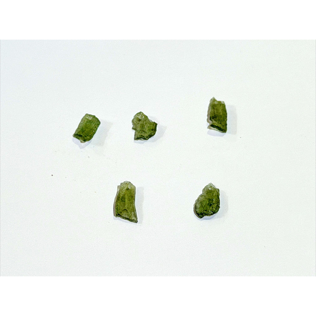 Moldavite Chip Necklace with Hole | Gold or Silver Detail | Free Stainless Steel Chain