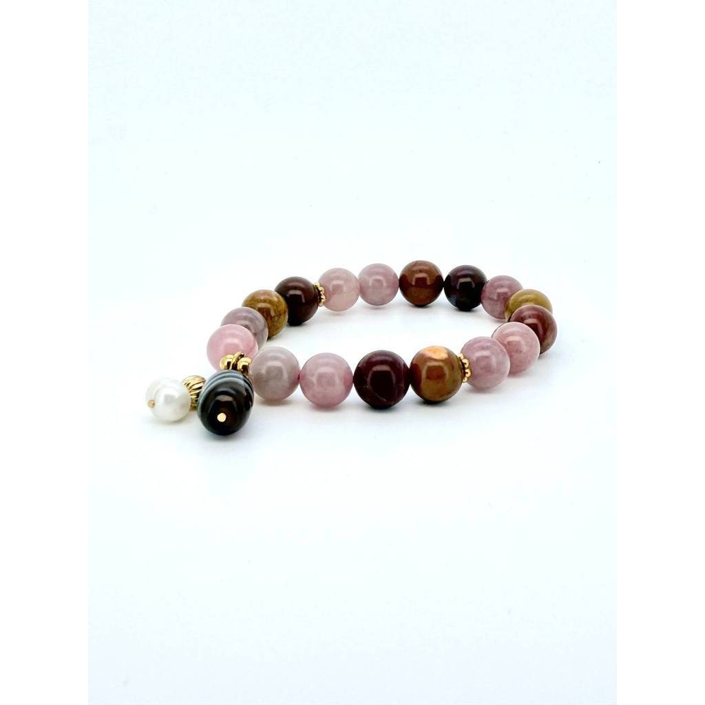 Purple Rose Quartz & Warring States Agate Bracelet