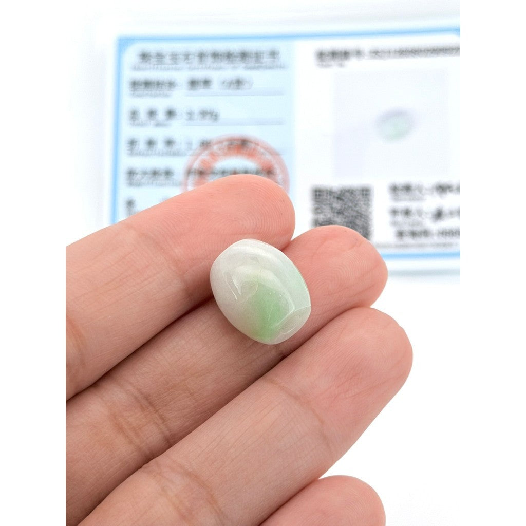 Jade Barrel Pendant with Certificate | Free stainless Gold or Silver Chain (18/20cm)