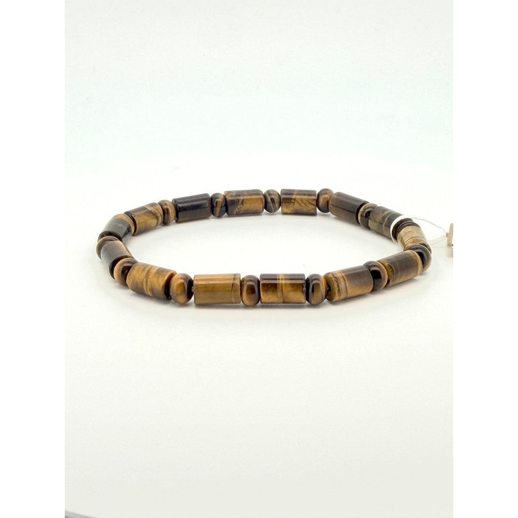 Natural Tiger Eye Faceted & Bamboo Shape Bracelet