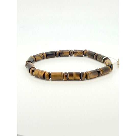 Natural Tiger Eye Faceted & Bamboo Shape Bracelet