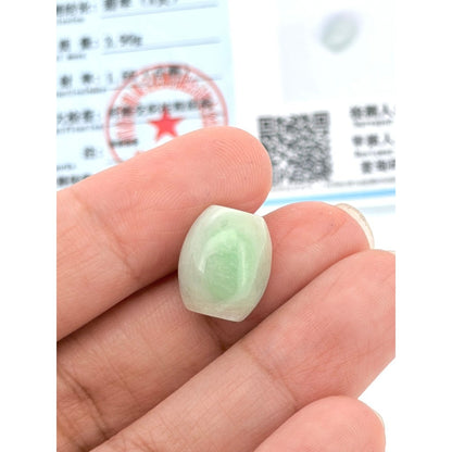 Jade Barrel Pendant with Certificate | Free stainless Gold or Silver Chain (18/20cm)
