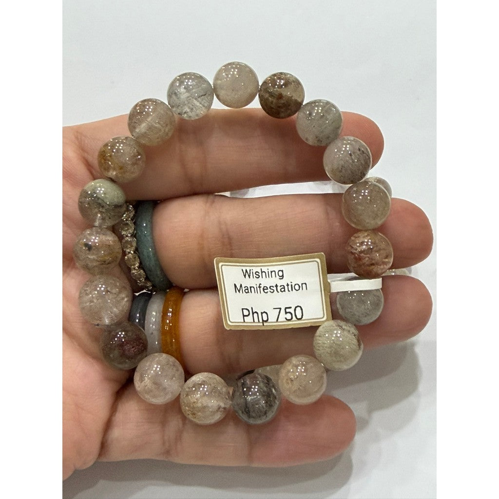 Round Garden Quartz / Phantom Quartz Bracelet | Natural Crystal Gemstone