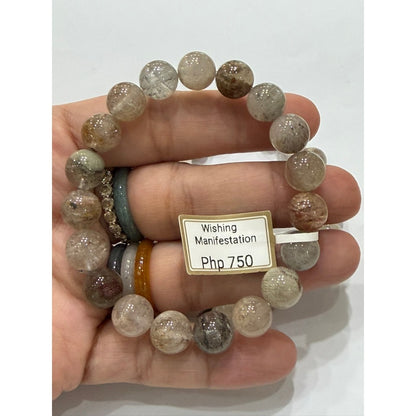 Round Garden Quartz / Phantom Quartz Bracelet | Natural Crystal Gemstone