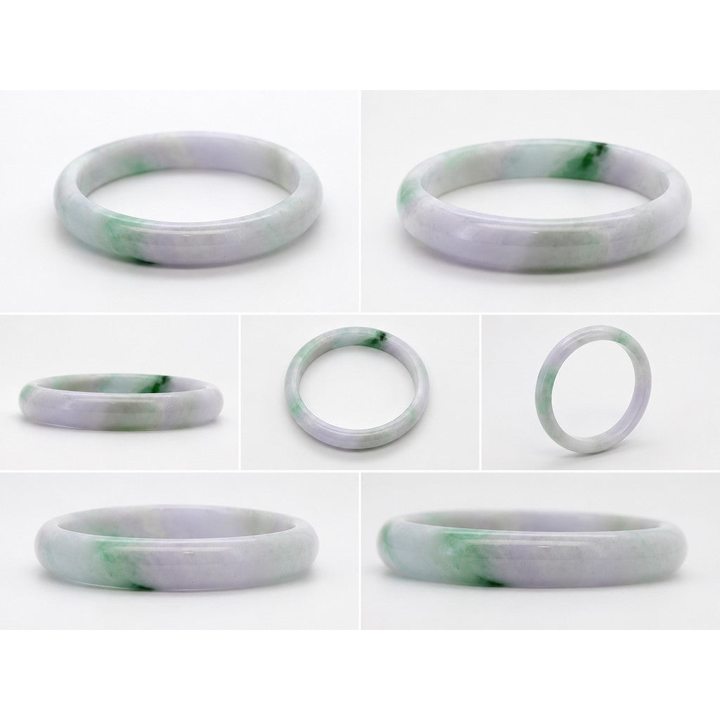 Natural Jadeite Jade Bangle | Authentic Jade Bangle Bracelet | Green, Purple, White with Certificate