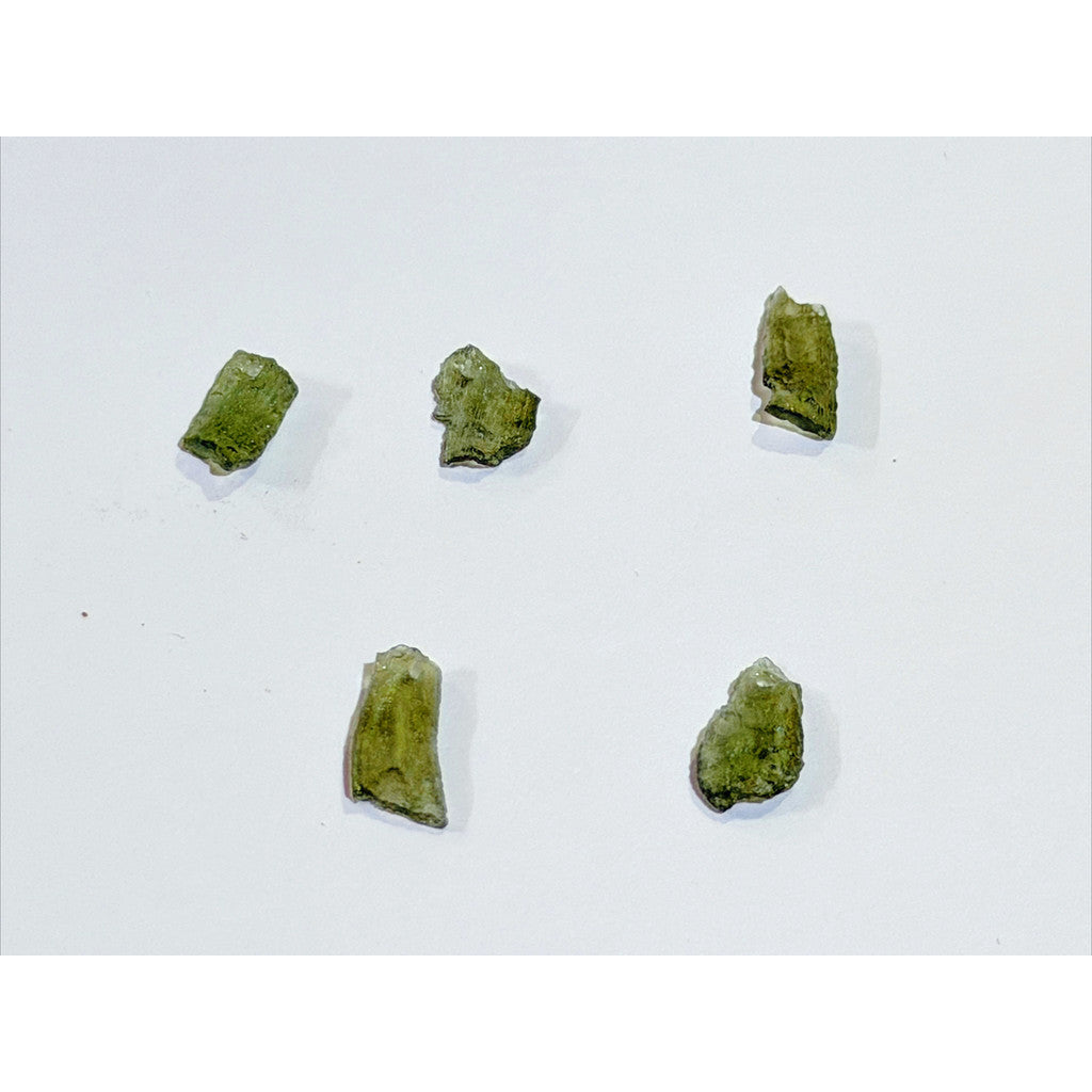 Moldavite Chip Necklace with Hole | Gold or Silver Detail | Free Stainless Steel Chain