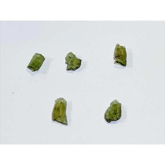Moldavite Chip Necklace with Hole | Gold or Silver Detail | Free Stainless Steel Chain