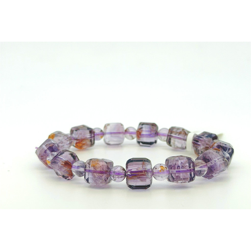 High Quality Faceted Cube Phantom Amethyst Bracelet