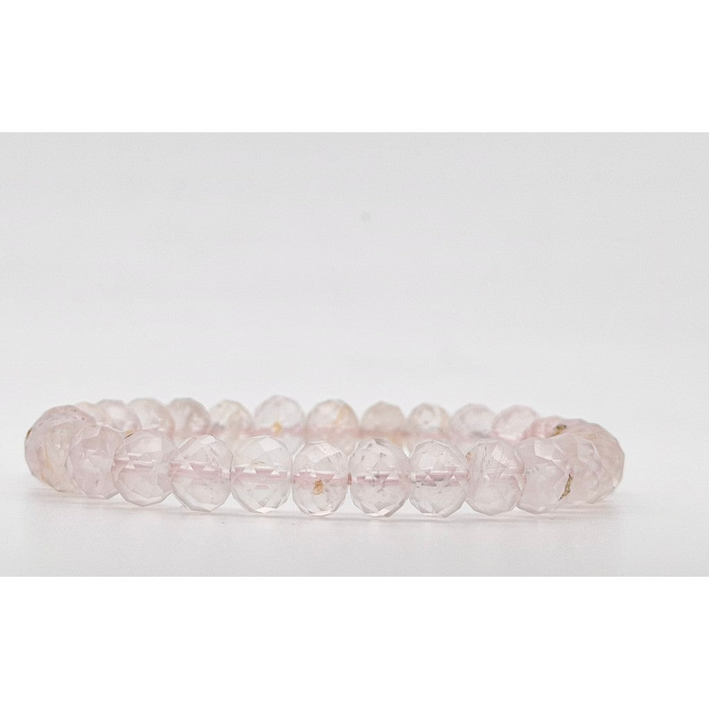 Faceted Abacus Rose Quartz Bracelet | 7–8mm Natural Rose Quartz
