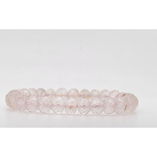 Faceted Abacus Rose Quartz Bracelet | 7–8mm Natural Rose Quartz