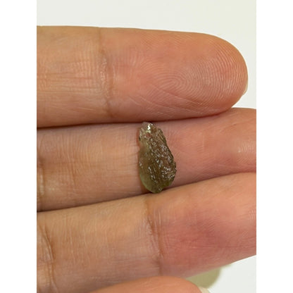 Moldavite Chip Necklace with Hole | Gold or Silver Detail | Free Stainless Steel Chain