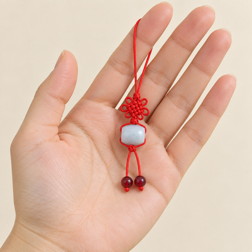 Dainty Jadeite Jade Barrel Bag / Phone Charm