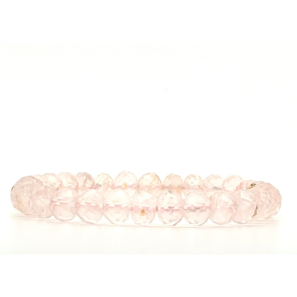 Faceted Abacus Rose Quartz Bracelet | 7–8mm Natural Rose Quartz