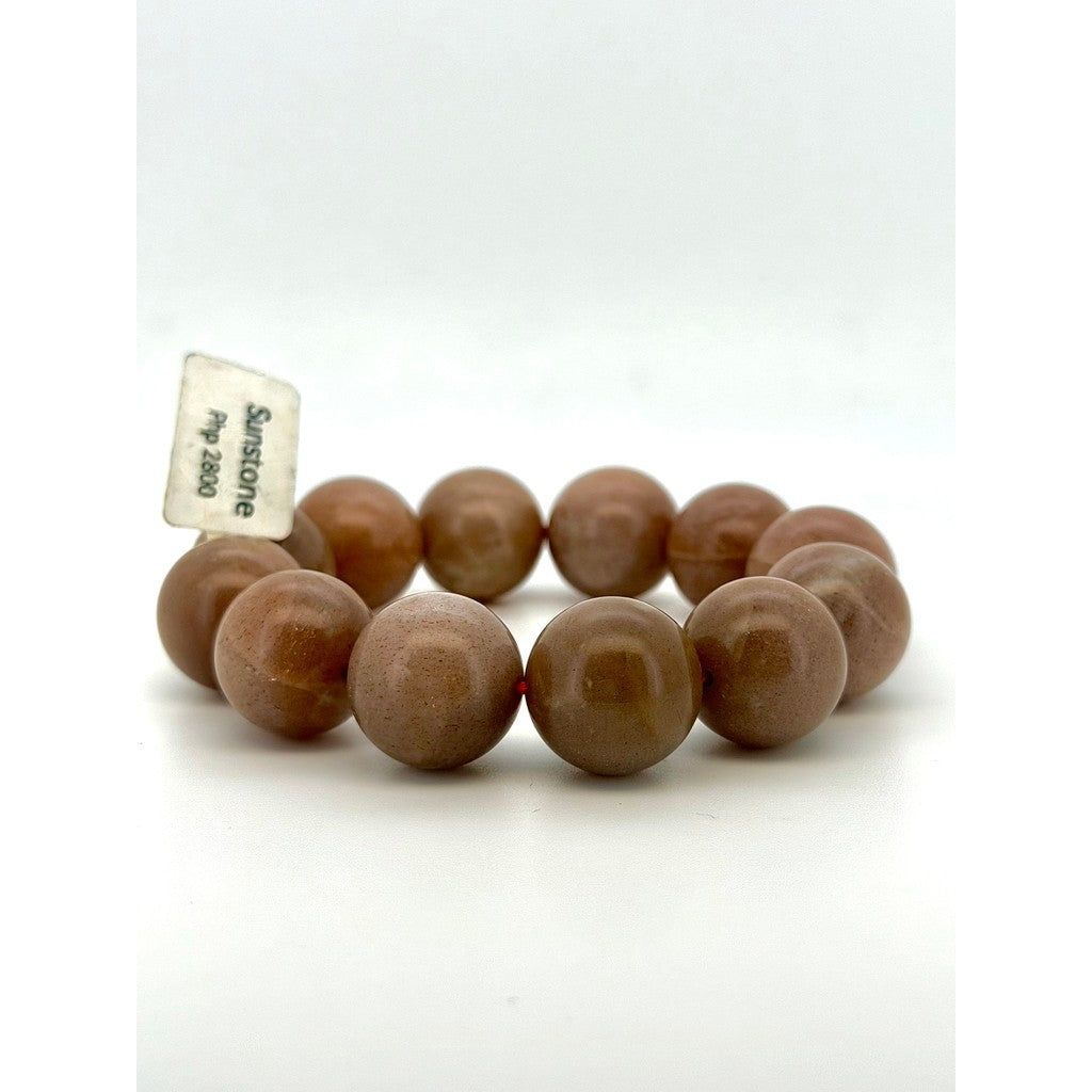 Natural Sunstone Bracelet – 17mm Large Beads
