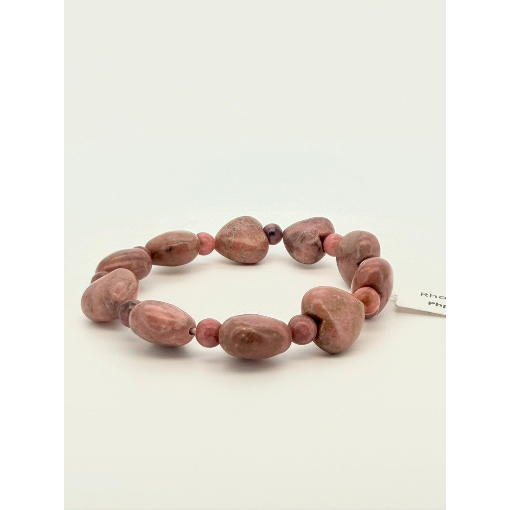 Natural Rhodonite Heart Bracelet