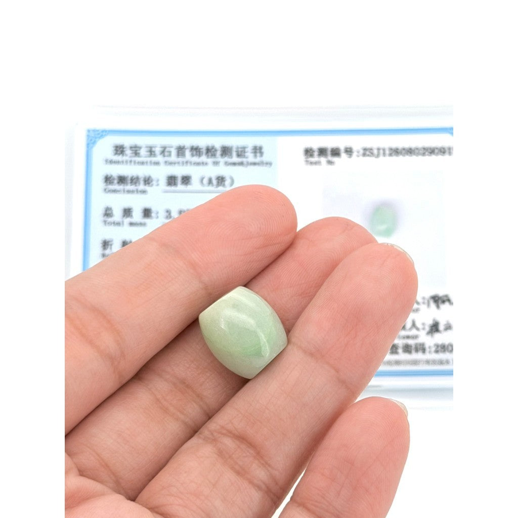 Jade Barrel Pendant with Certificate | Free stainless Gold or Silver Chain (18/20cm)