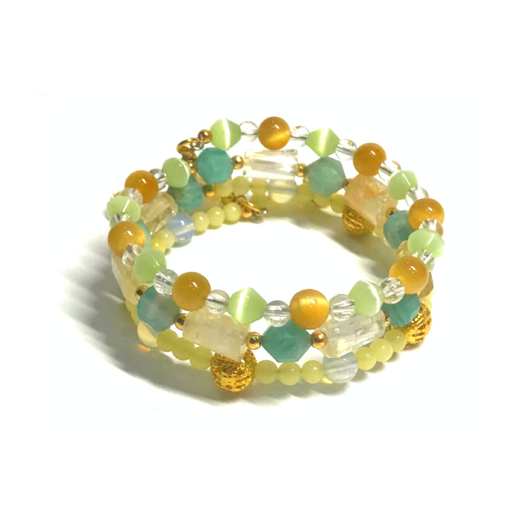 Amazonite, Citrine, Tigers Eye Rolled Bracelet