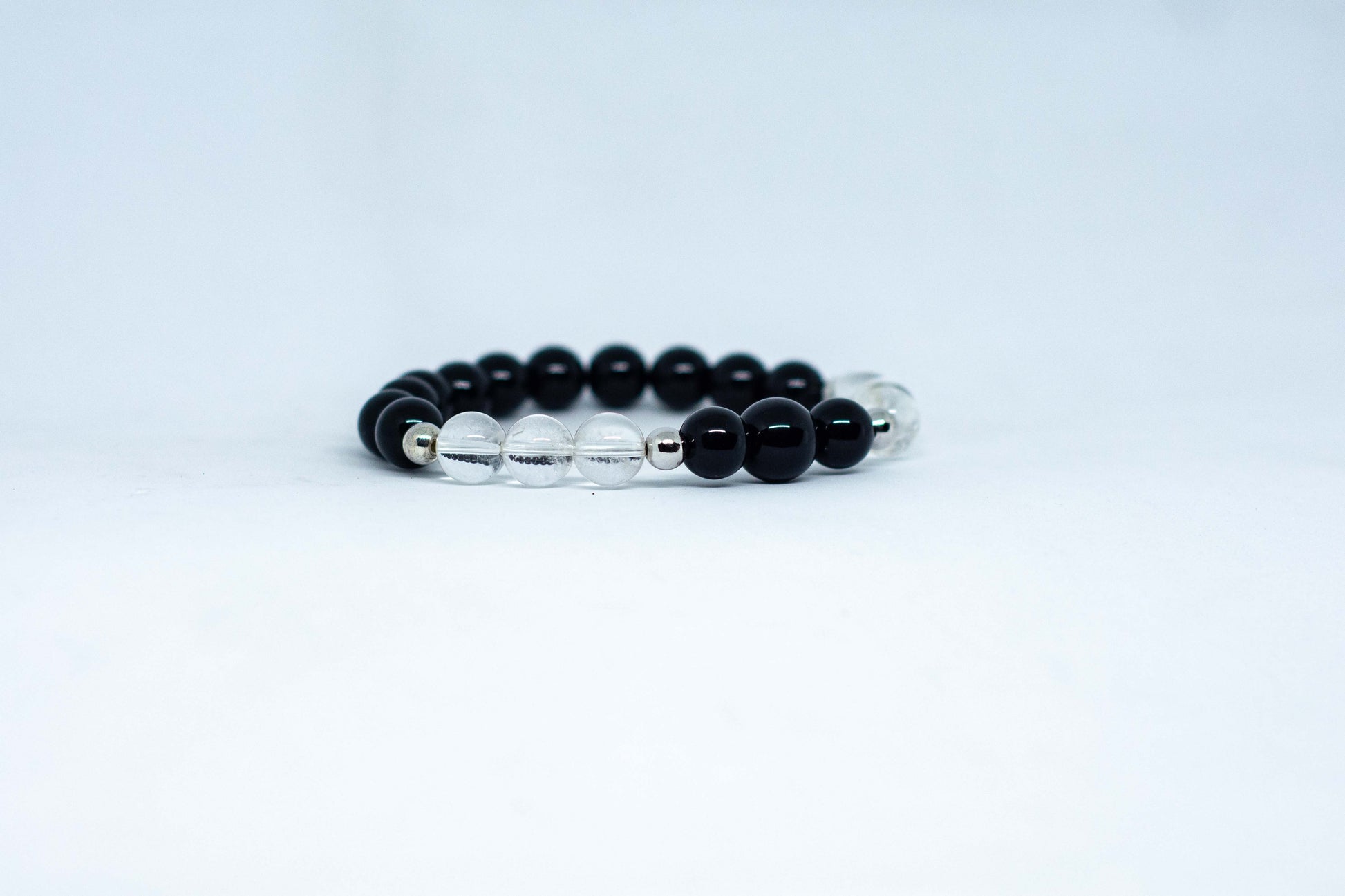 onyx and clear quartz gemstone bracelet (protection) - Gems & stones ph