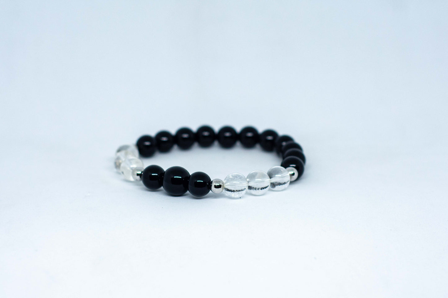 onyx and clear quartz gemstone bracelet (protection) - Gems & stones ph