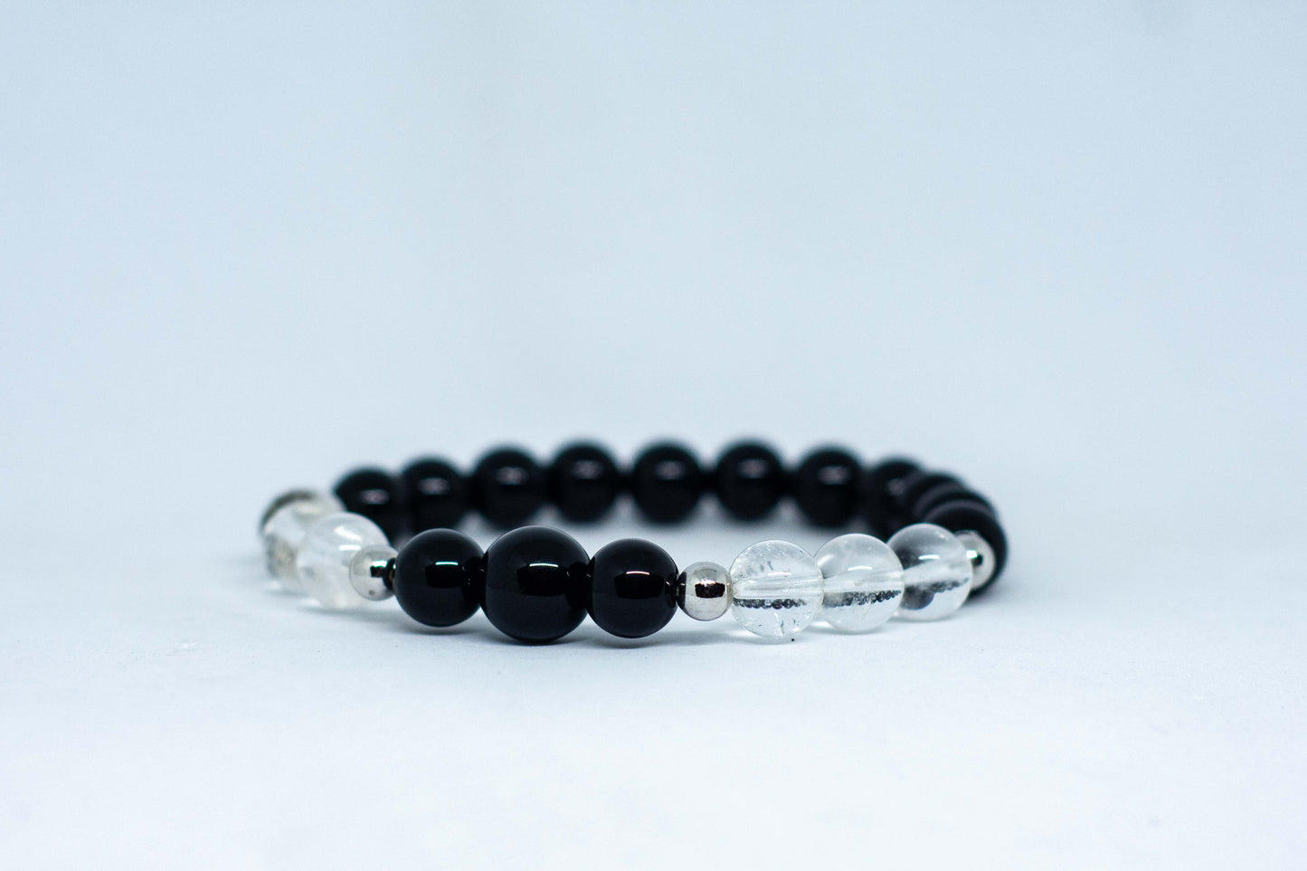 onyx and clear quartz gemstone bracelet (protection) - Gems & stones ph