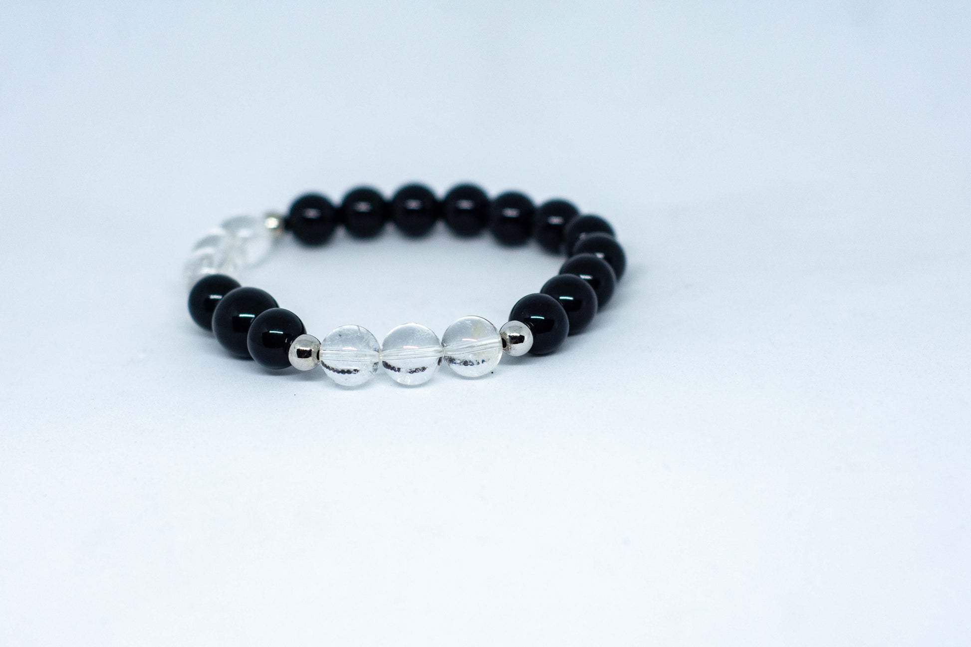 onyx and clear quartz gemstone bracelet (protection) - Gems & stones ph