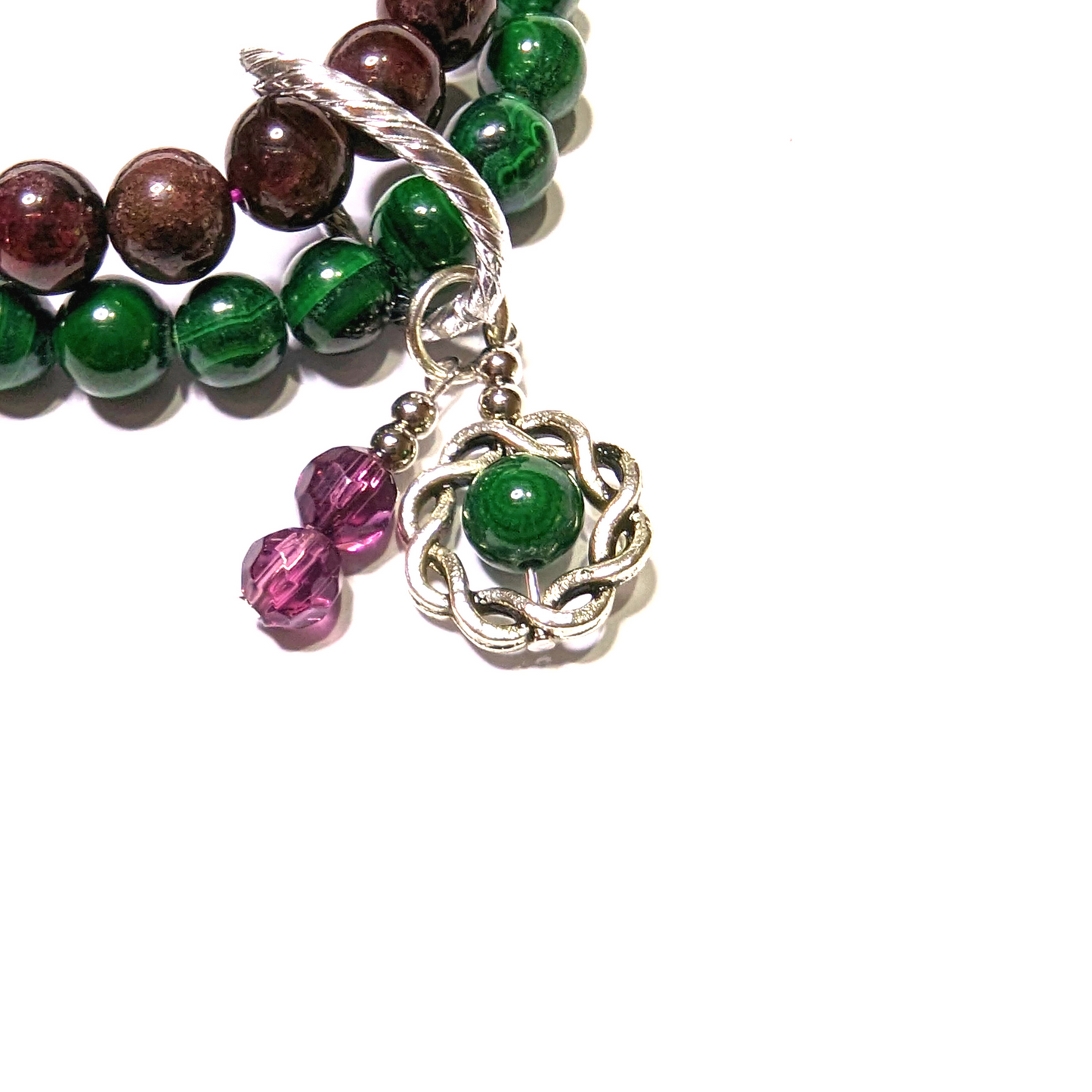 Garnet and Malachite Double Layer with Star Charm