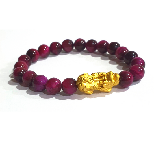 Magenta Tiger Eye with Piyao Charm