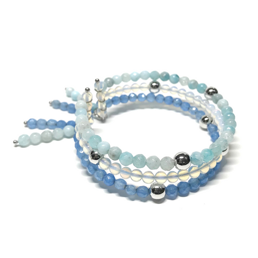 Blue Amazonite and opalite 3 layer circlet gemstone bracelet - Gems & stones ph