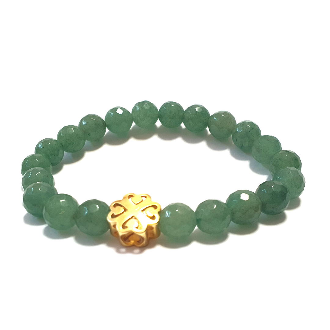 Aventurine with four leaf clover gemstone bracelet - Gems & stones ph