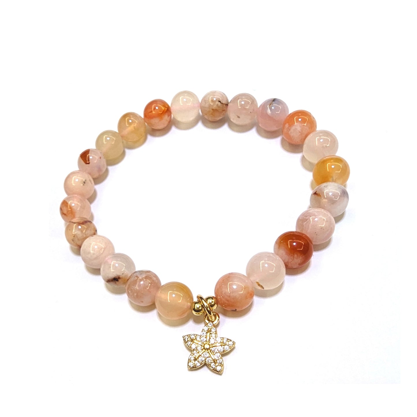 Sakura Flower Agate with Star Charm