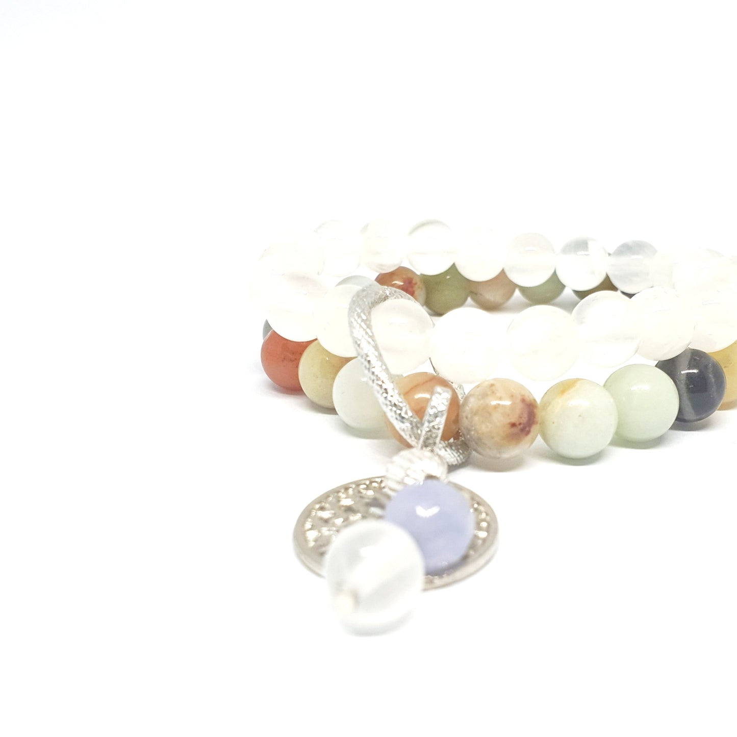 amazonite and selenite two layer combination bracelet - Gems & stones ph