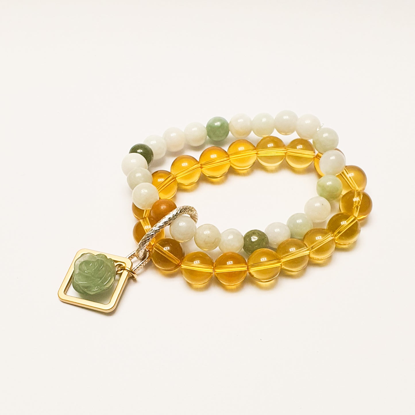 Burma jade and citrine double layer combination bracelet - Gems & stones ph