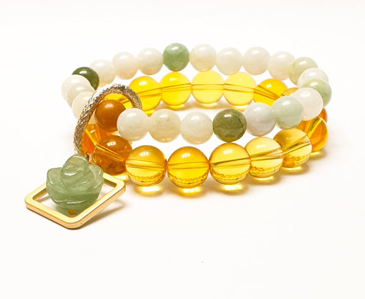 Burma jade and citrine double layer combination bracelet - Gems & stones ph