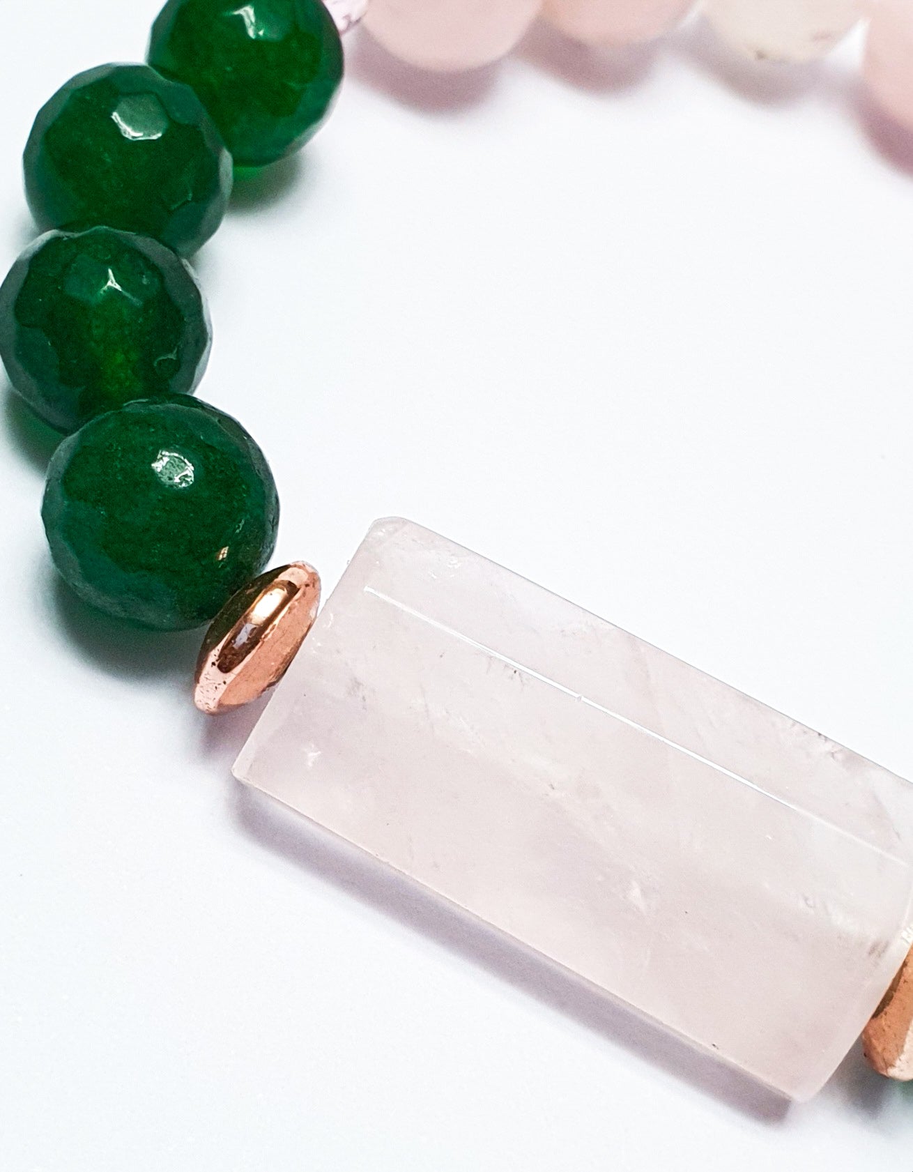 Madagascar rose quartz and green agate with rose quartz accent gemstone bracelet - Gems & stones ph