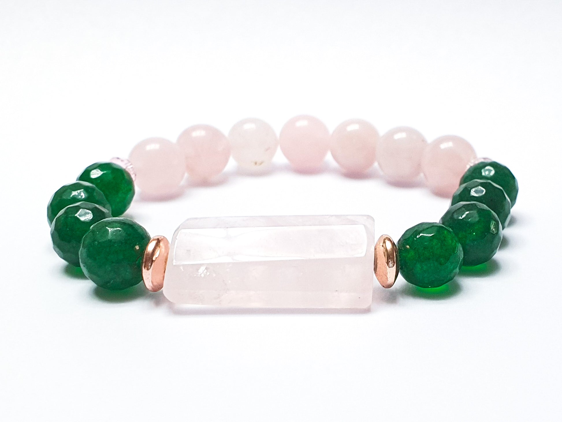 Madagascar rose quartz and green agate with rose quartz accent gemstone bracelet - Gems & stones ph