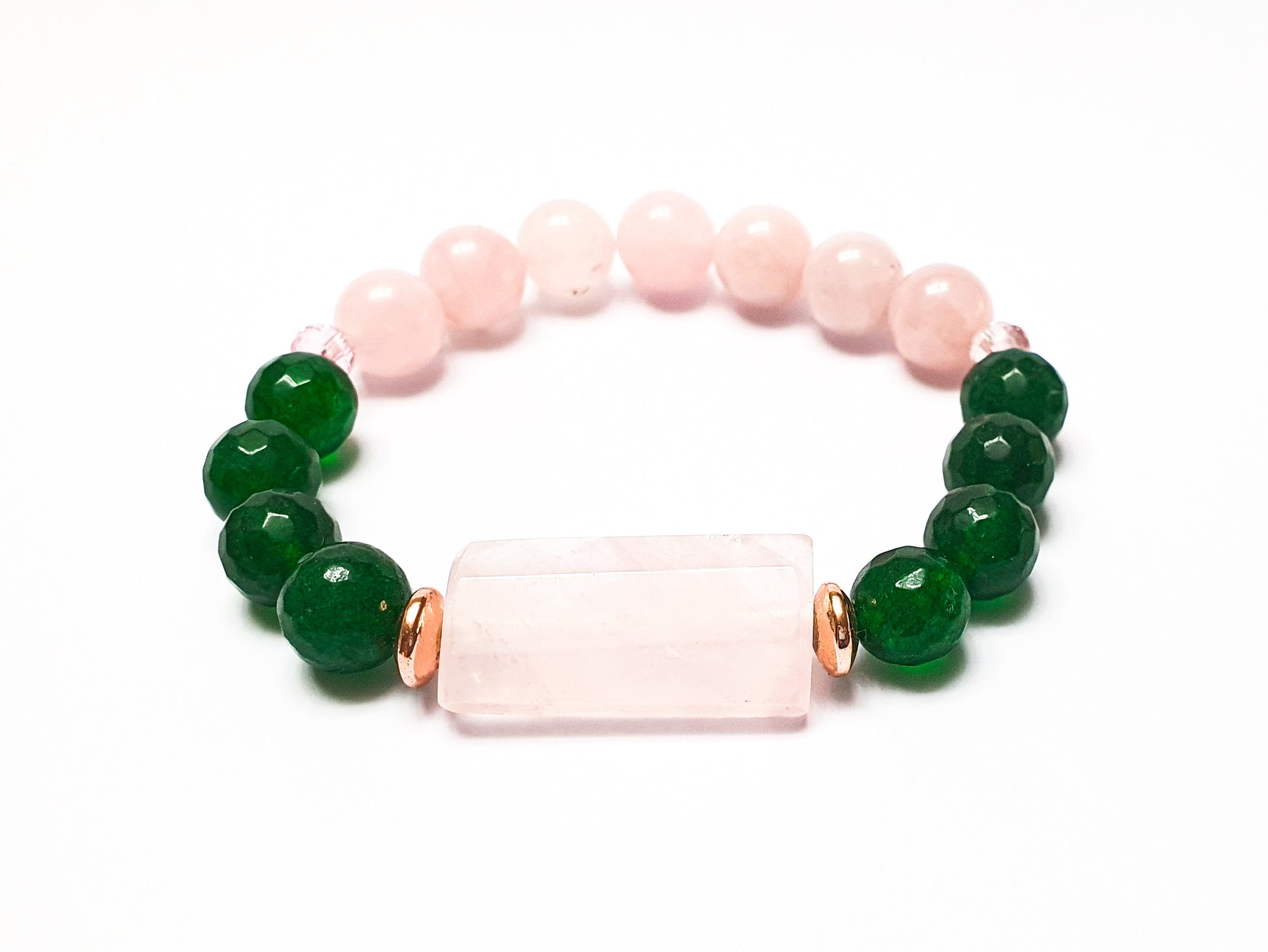 Madagascar rose quartz and green agate with rose quartz accent gemstone bracelet - Gems & stones ph