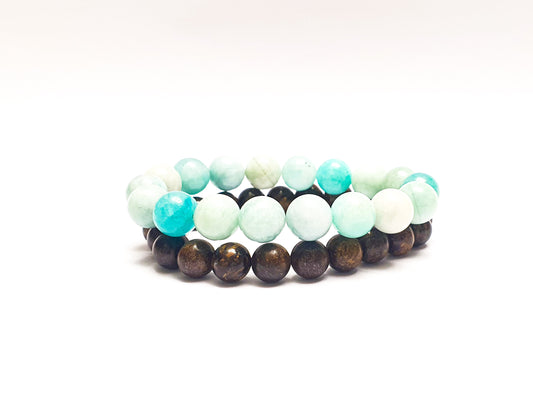 Amazonite and bronzite bundle bracelet - Gems & stones ph