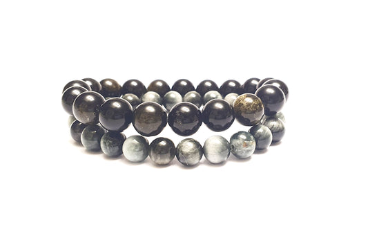 10mm Obsidian with gold sheen and 8mm eagle eye bundle bracelet - Gems & stones ph