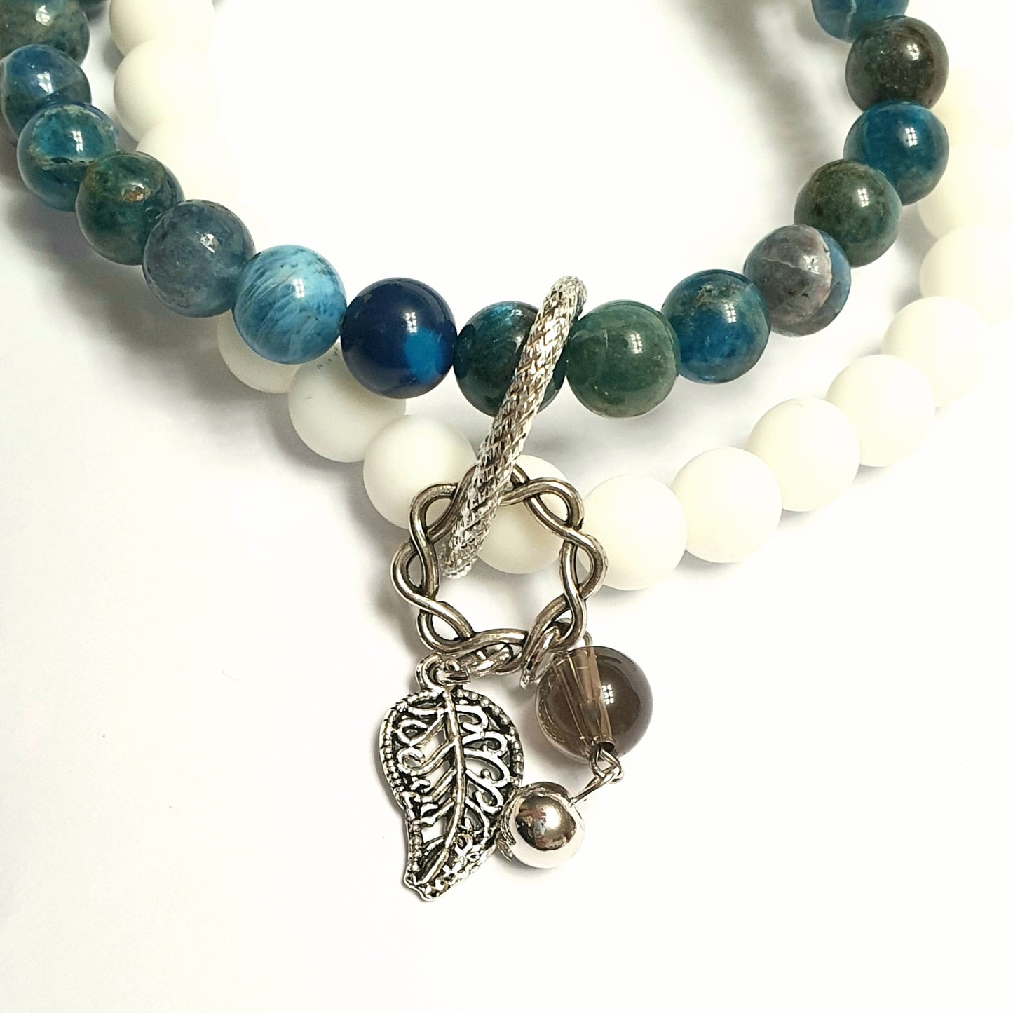 apatite and white onyx double layer combination bracelet - Gems & stones ph