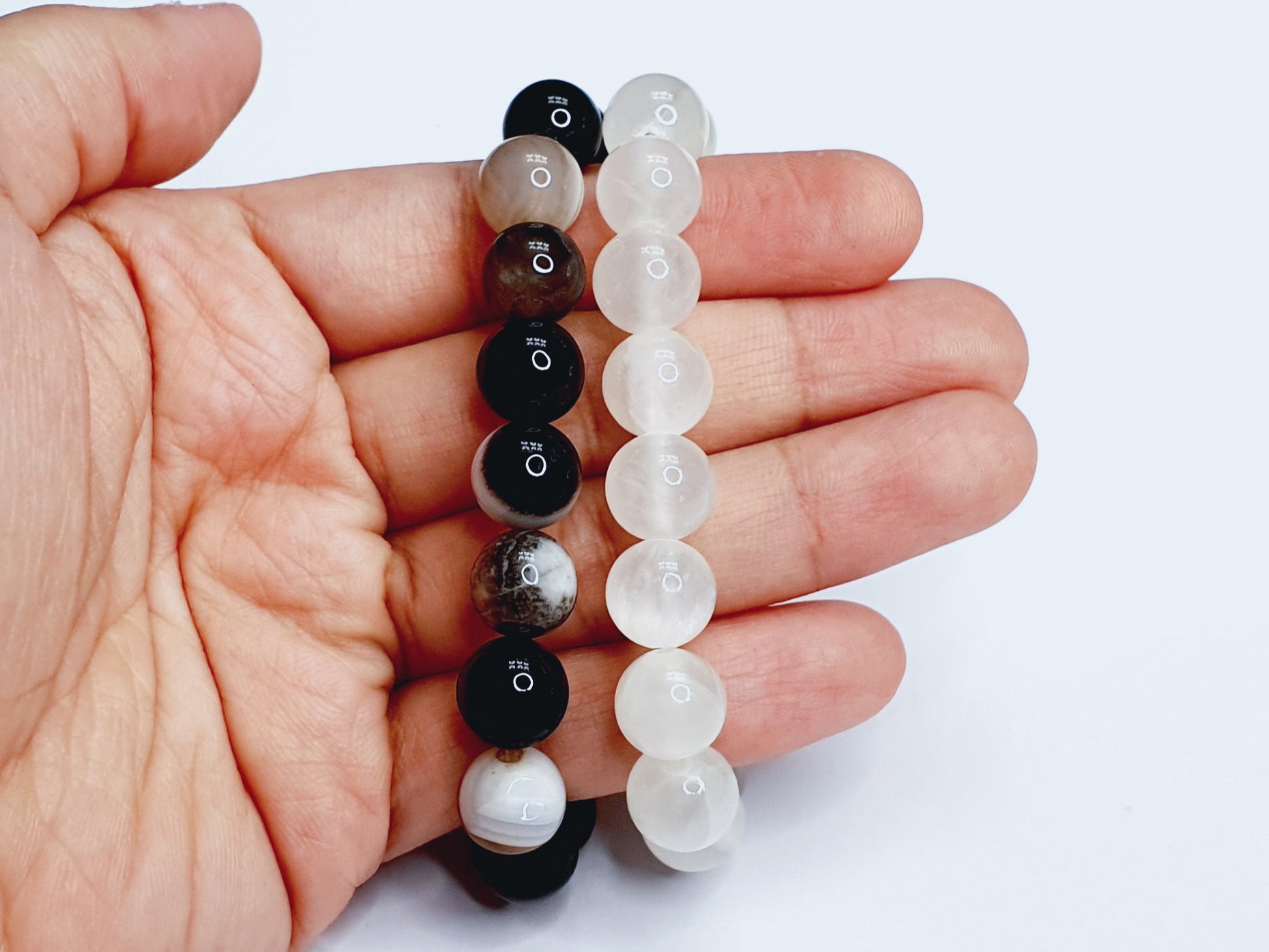 10mm Botswana agate and selenite bundle bracelet - Gems & stones ph