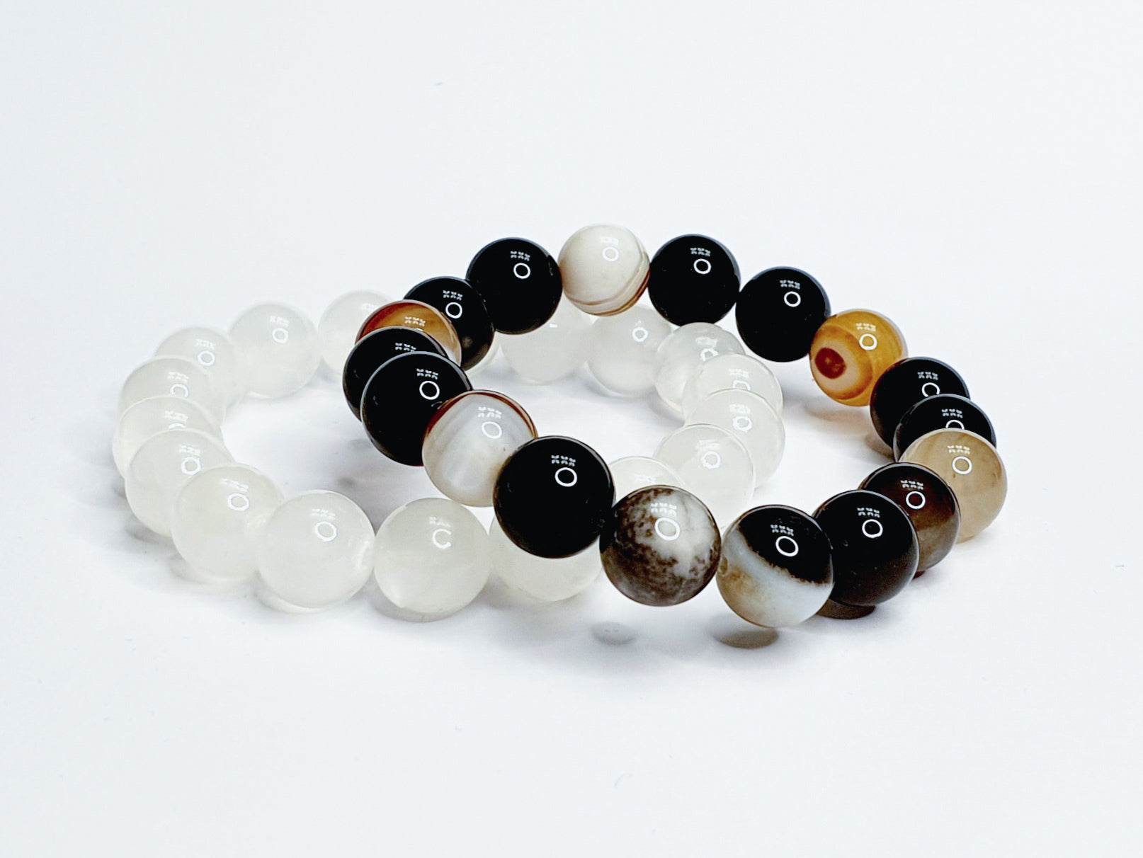 10mm Botswana agate and selenite bundle bracelet - Gems & stones ph