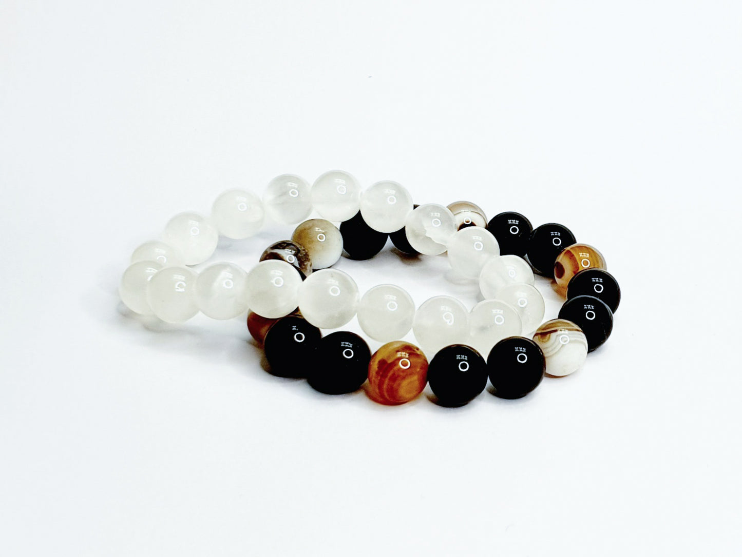 10mm Botswana agate and selenite bundle bracelet - Gems & stones ph