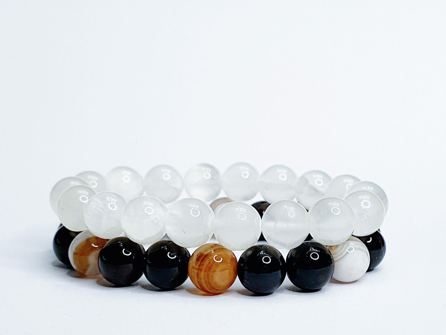 10mm Botswana agate and selenite bundle bracelet - Gems & stones ph