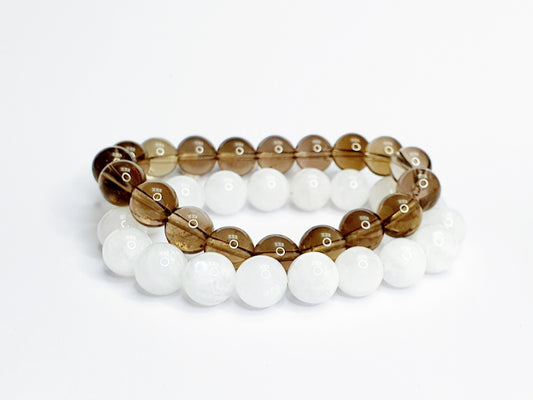 10mm smokey quartz and rainbow moonstone bundle bracelet - Gems & stones ph