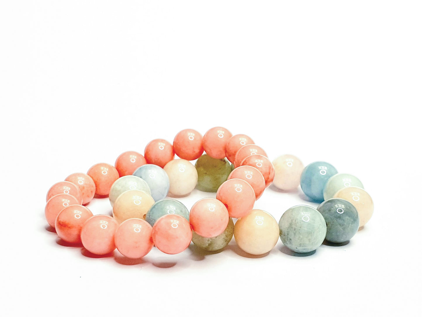 12mm Morganite and Chalcedony bundle bracelet - Gems & stones ph